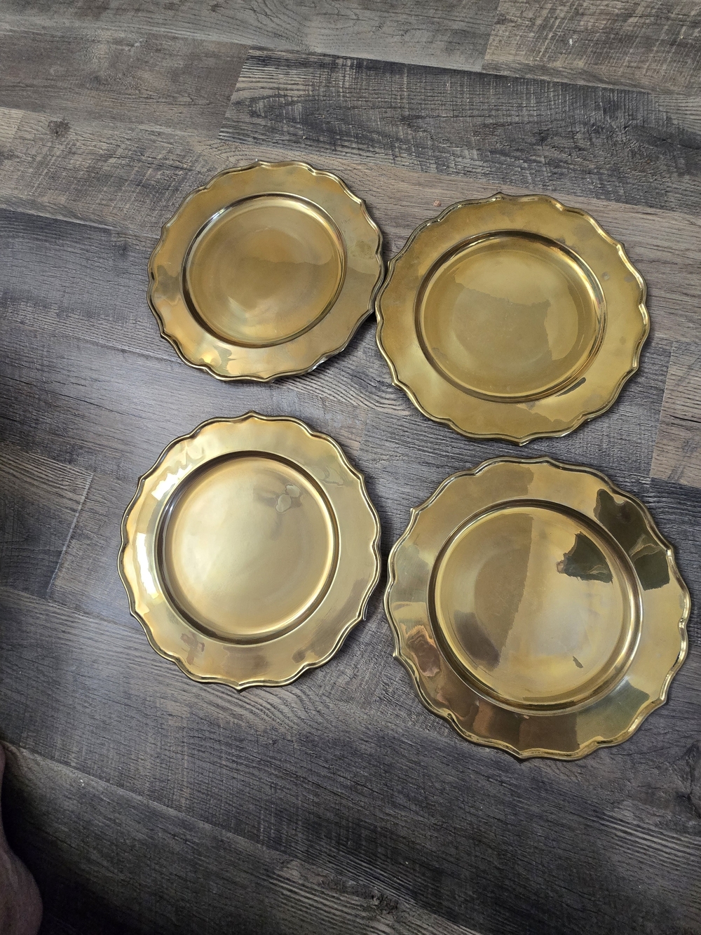 Brass Scalloped Charger Plates - Set of 4